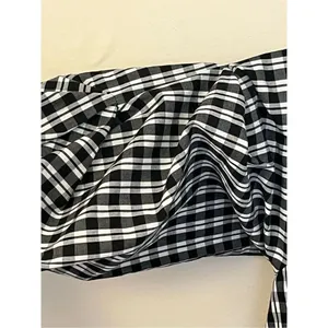 1 State Black and White Gingham Plaid Off Shoulder Dress S thumbnail 3