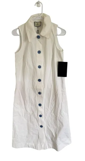 Tuckernuck NEW White Sleeveless Collared Button-Front Dress thumbnail 1