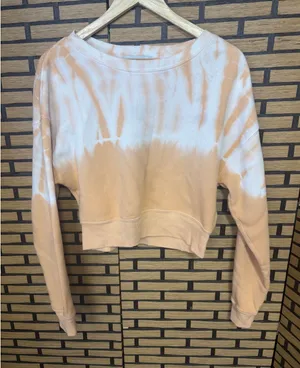 Wild Fox Tie Dye Peach And White‎ Cropped Sweatshirt Size Small thumbnail 1