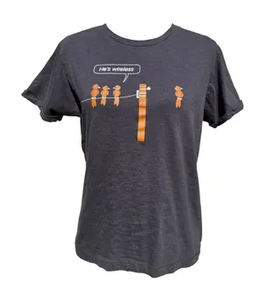 B&C Collection Hes Wireless Bird‎ Graphic T-Shirt Charcoal Black Cotton BC0099 M thumbnail 1