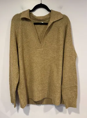 American Eagle collared oversized brown‎ soft knit sweater thumbnail 1