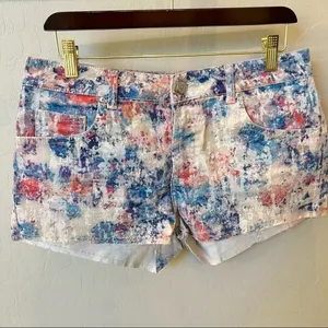 Top Shop Moto colorful distressed velvet jean shorts, button fly size 28/29(M) thumbnail 2