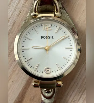 Fossil Georgia Ladies Watch Genuine Leather Strap Gold Dial Case New Battery thumbnail 1