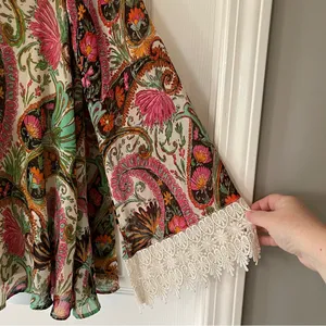 Show Me Your Mumu Mal Top Pink Green Paisley Womens Size Small Long‎ Sleeve NEW thumbnail 12