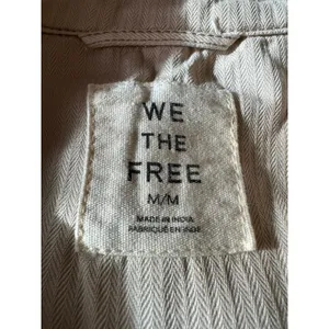 Free People Perry Military Duster Trench Coat in French Oat Grunge Denim Medium thumbnail 11
