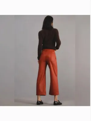 Anthropologie NWOT Maeve The Colette Cropped Vegan Leather Pants – Red thumbnail 5