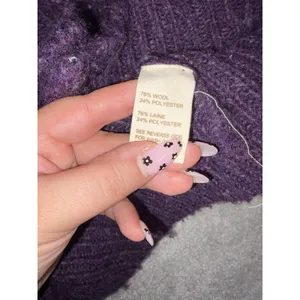 Free People Sweater Cardigan Wool Blend 4 Snap Purple Open Weave Chunky Knit M thumbnail 9