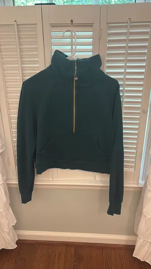 Dark forest green Lululemon scuba with gold thumbnail 6