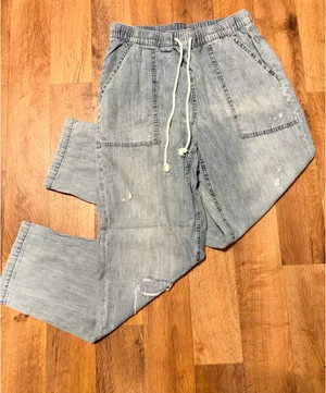 Aerie Light Wash Drawstring Pants thumbnail 4