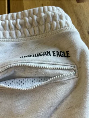American Eagle Jogger Sweatpants Women’s Medium Cream Zip Pocket Lounge Pants thumbnail 8
