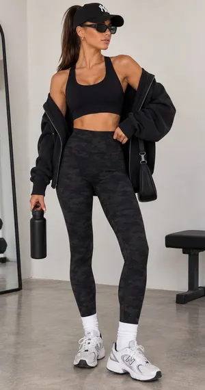 SPANX Look At Me Now Seamless Leggings Black Camo High Waist NWT Small thumbnail 1