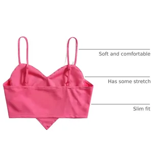 NWT WDIRARA Heart Pearl Crop Top Hot Pink Cami Spaghetti Strap Size Small thumbnail 4