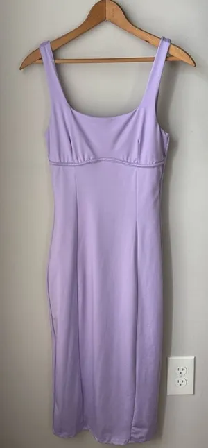 Gaze Lilac Purple Contour Midi Bodycon Dress Square Neck Y2K thumbnail 1