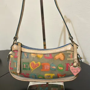 Dooney & Bourke Rainbow Zipper Bag, Heart Charm. Coated Canvas & Leather thumbnail 4