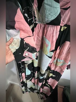 Lulus NWT Women Medium Black Pink Floral Lily Print Maxi Dress Summer Wedding thumbnail 6