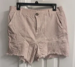Aerie Women’s Blush Pink High Rise Frayed Hem Utility Shorts Size M/M thumbnail 1