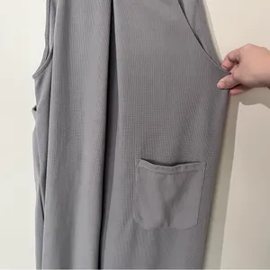 Halara Women’s Overalls Medium Gray Waffle Knit Casual Minimalist Comfy Capsule thumbnail 5