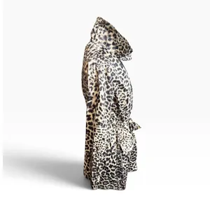 Dana Buchman Leopard Print Hooded Utility Jacket Tan Black Size M Rainjacket thumbnail 4