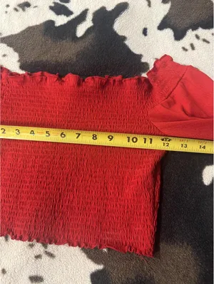 Women's Sexy Red Off-the-Shoulder Crop Top Size S thumbnail 5
