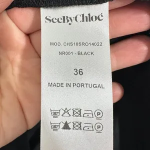 See By Chloe Black Boho Crochet Mini Dress Ballon Sleeve Vacation‎ Party Resort thumbnail 4