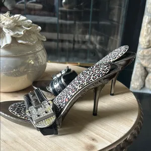 Bolaro Y2K Vintage Diamond Belt Strap Clog Sandals Size 6 thumbnail 4