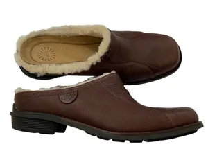 UGG Leather Fur trim mules size 7 thumbnail 1