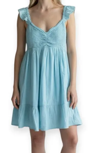 BP Light Blue Gauzey Smocked Cotton Dress Size Large thumbnail 1