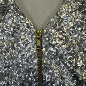 Dress‎ the Population Silver Sequin Mini Dress Womens XS Low V-Back Made in USA thumbnail 7