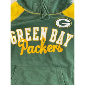 NFL Team Apparel Lightweight Hooded Long Sleeve Top Green Yellow Womens Size M thumbnail 2