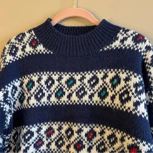 ✨ Vintage 16th Street Blue White Abstract Stripes Sweater Small‎ thumbnail 2