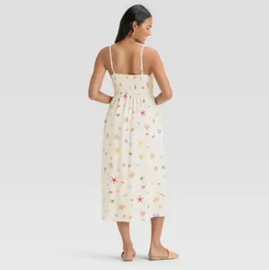 Target Cream Midi Sundress with Colorful Seashell Print thumbnail 2