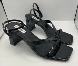 Steve Madden black patent leather strappy block heel sandals women Size 9.5M thumbnail 7