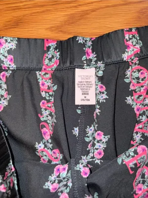 Victoria's Secret Black Shorts with Pink Floral Stripe thumbnail 3