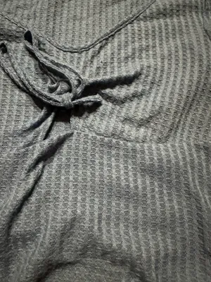 SheIn Blue Waffle Knit Tie Front Crop Top Size M thumbnail 2