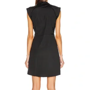 Veronica Beard Black Ferris Stretch Poplin Ruched Shirt Dress Size 4 thumbnail 2