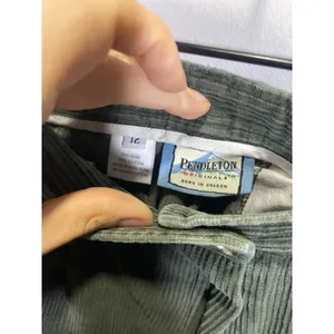 Pendleton Corduroy Pants Womens 12 Green Pleated High Rise Tapered Academic thumbnail 3