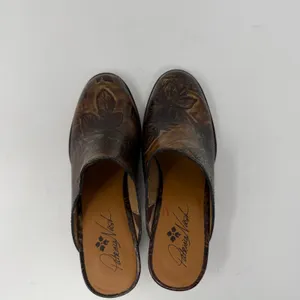 Patricia Nash Floral Tooled Leather Mules Brown Block Heel Women 7.5 thumbnail 8
