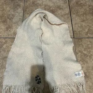 Tory Burch Cream Scarf with Black Emblem thumbnail 4