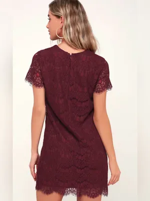 Lulu's Burgundy Lace Mini Dress thumbnail 3