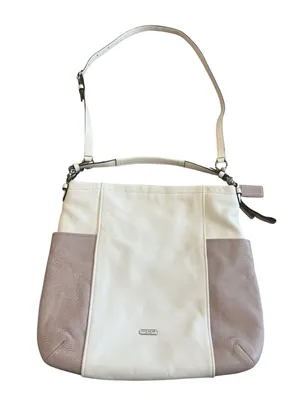 Coach Park Colorblock Leather Hobo Shoulder Bag Parchment Putty F31304 Silver thumbnail 1
