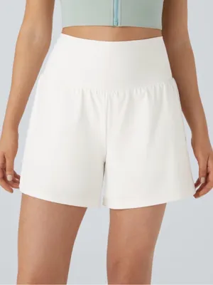 HALARA Softlyzero Airy High-Waist Flared Athletic Shorts in White thumbnail 1