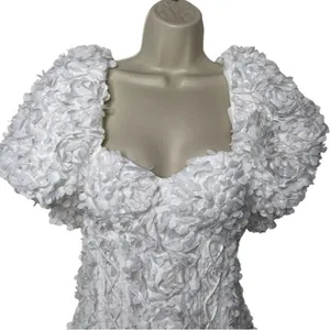 ASOS LUXE 3D floral corset mini dress with puff sleeves in white sz 6 thumbnail 4
