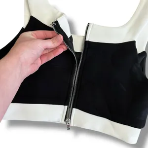 LENA “Jumpin’ On A Jet Set” Black & White Two-Piece Crop Top &‎ Mini Skirt S NWT thumbnail 4