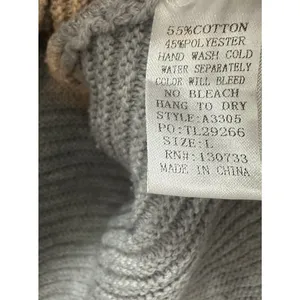 UMGEE Sweater Gray ‘All Laced Up’ Oversized Ribbed Tie Sides V-neck Large Boho thumbnail 3
