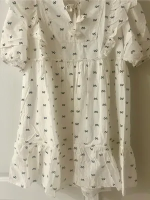 Umgee Off White Dress with Bow Print Size Small thumbnail 3