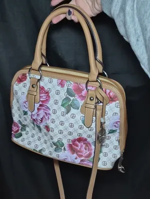 Giani Bernini Floral Logo Bag Purse Satchel in Tan and Pink Shoukder Crossbody thumbnail 2