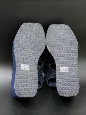 GUESS Dawsin Denim Rhinestone Embellished Straps EVA Soles Wedge Sandals Size 6 thumbnail 9