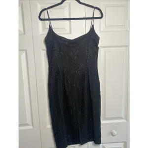 Carmen Marc Valvo Beaded Lace Cocktail Dress Womens Size 10 Black Vintage Y2K thumbnail 4