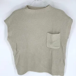 Shaker Knit Sweater Vest with Chest Pocket Beige‎ Size Medium thumbnail 1