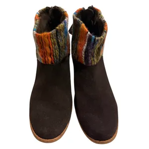TOMS Women's Ankle Boots Size 10W Suede Multicolor‎ Woven Cuff thumbnail 3
